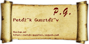 Peták Gusztáv névjegykártya